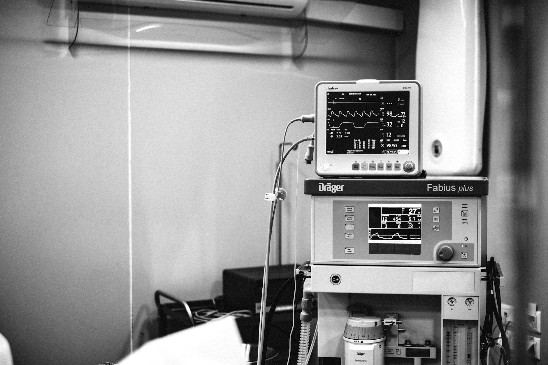 AI-powered medical devices and software being used in a hospital setting