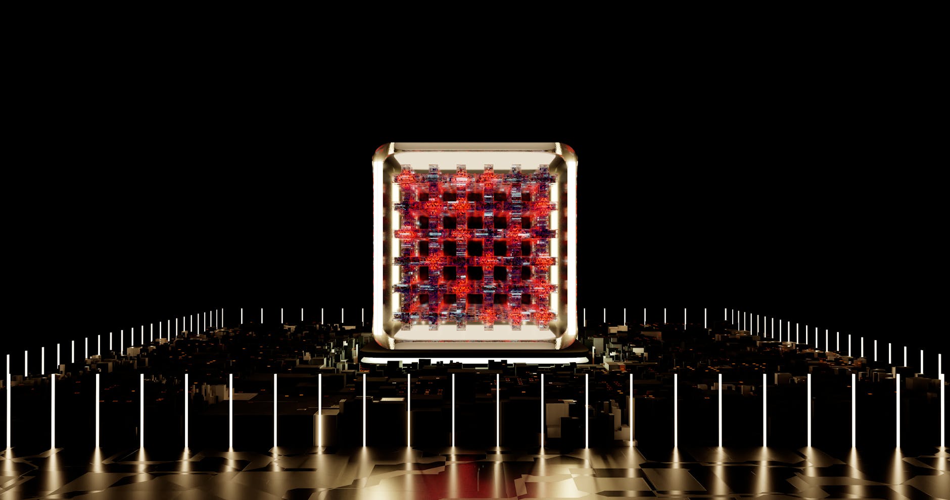 Conceptual illustration of the fusion of quantum computing and AI