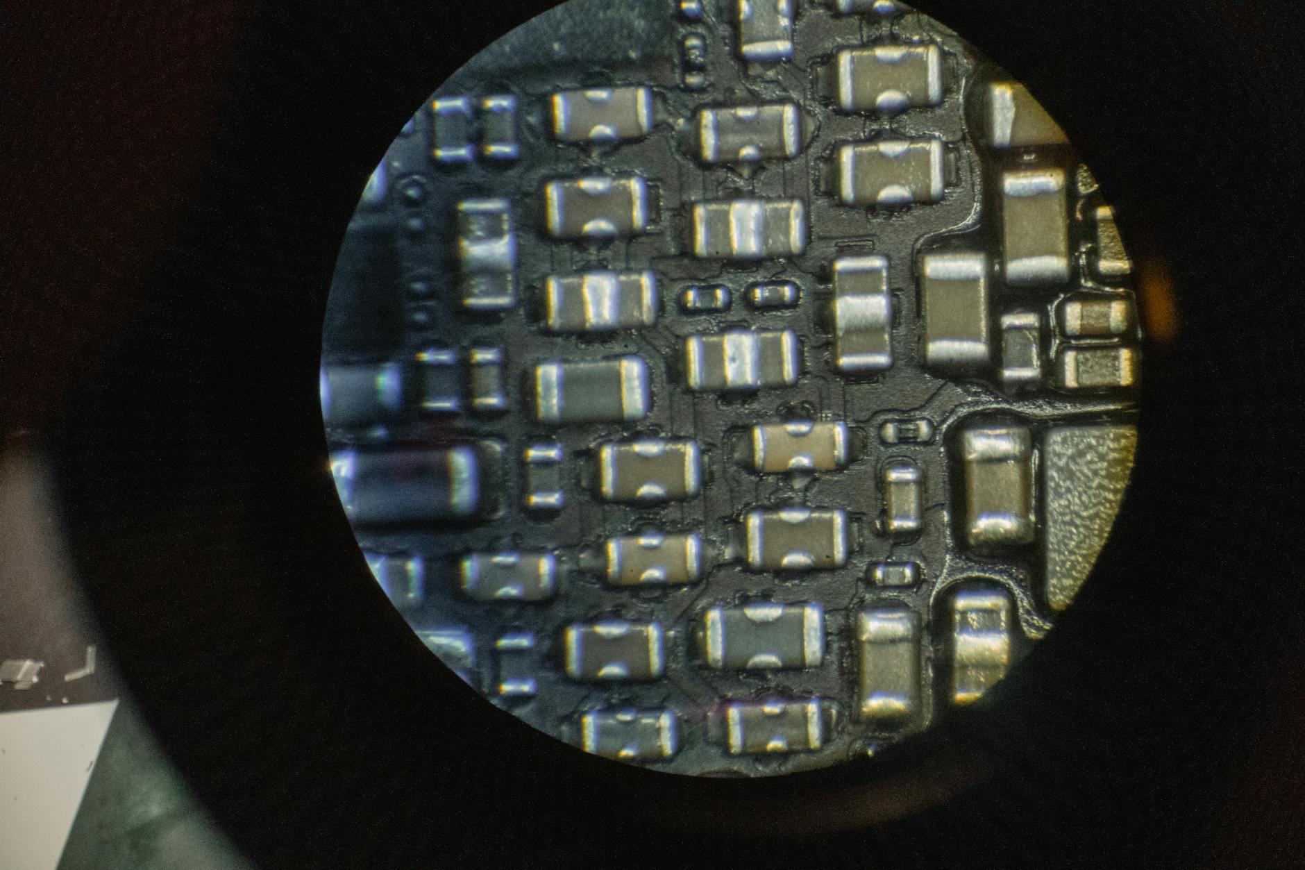A microscopic view of an organoid chip device