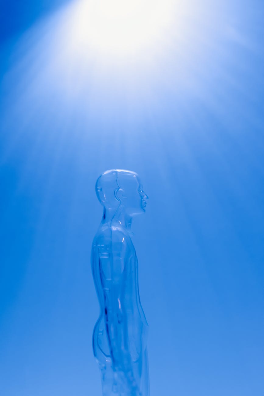A stylized, abstract representation of a human silhouette with neural pathways glowing, integrated with a cosmic, futuristic cityscape, symbolizing the harmonious integration of humanity and advanced neurotechnology.