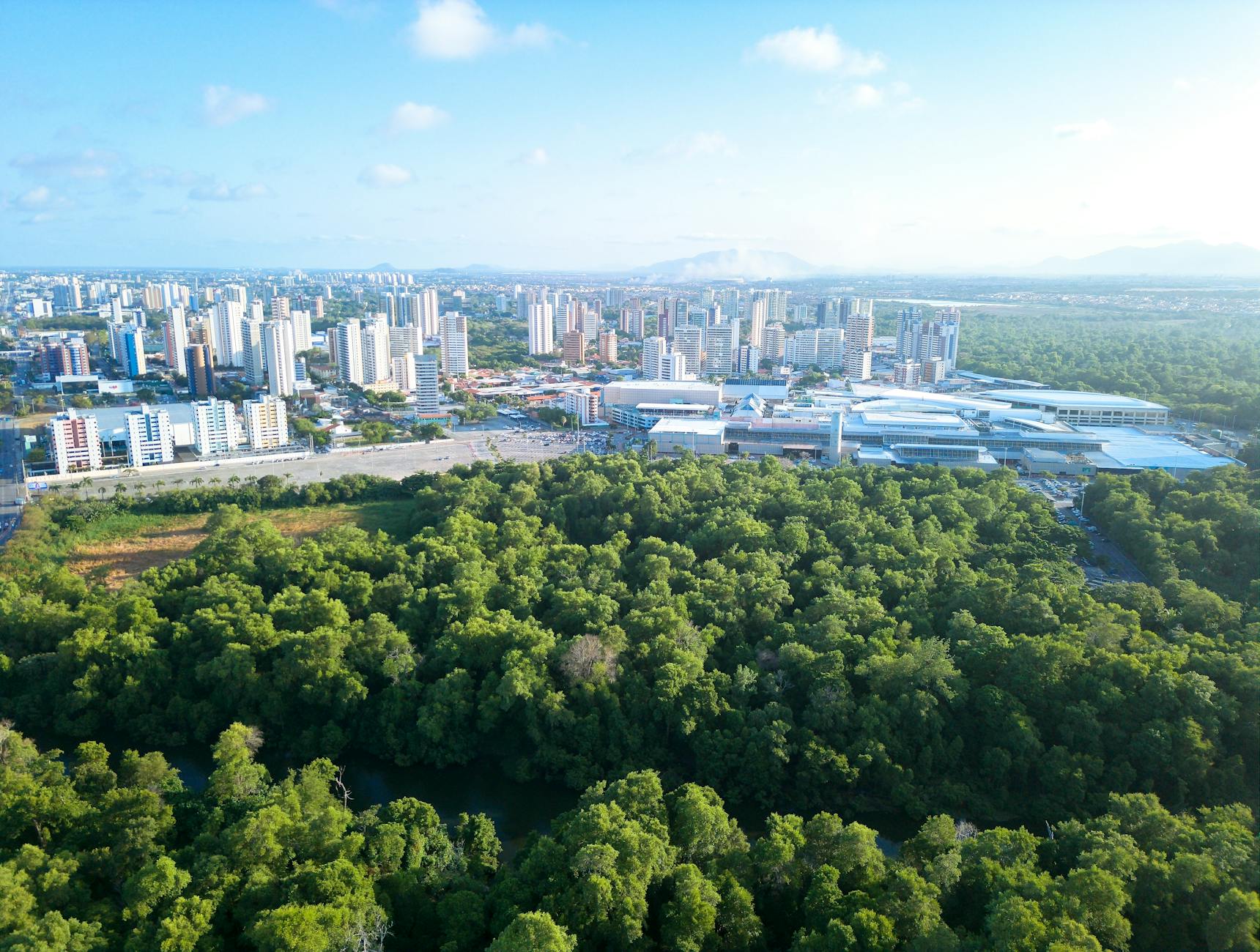 A panoramic view of a futuristic, sustainable city seamlessly integrated with advanced biotechnology facilities.