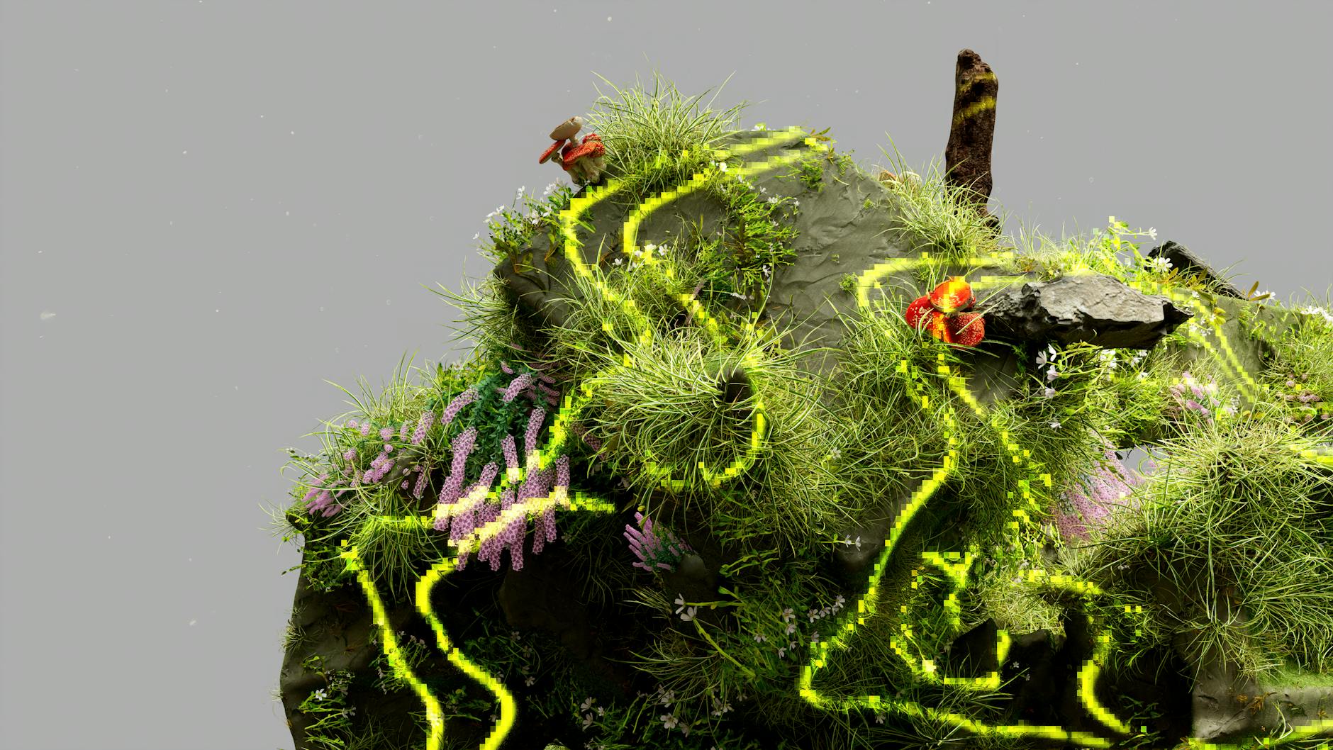 An illustration of the earth with a digital overlay, representing the integration of technology and nature