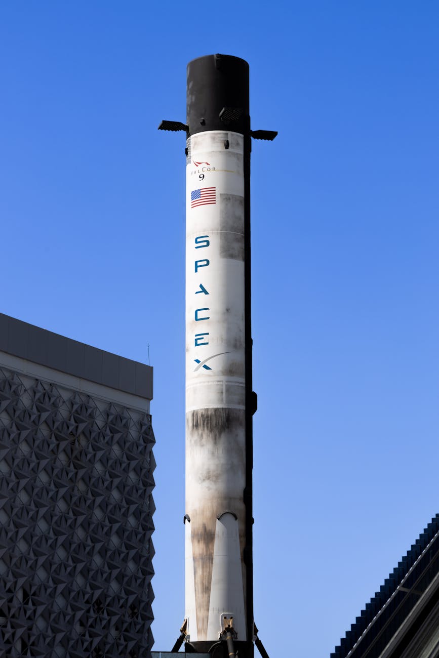 A bustling, futuristic spaceport scene with advanced satellites being assembled and launched, symbolizing the burgeoning space economy driven by quantum innovation.