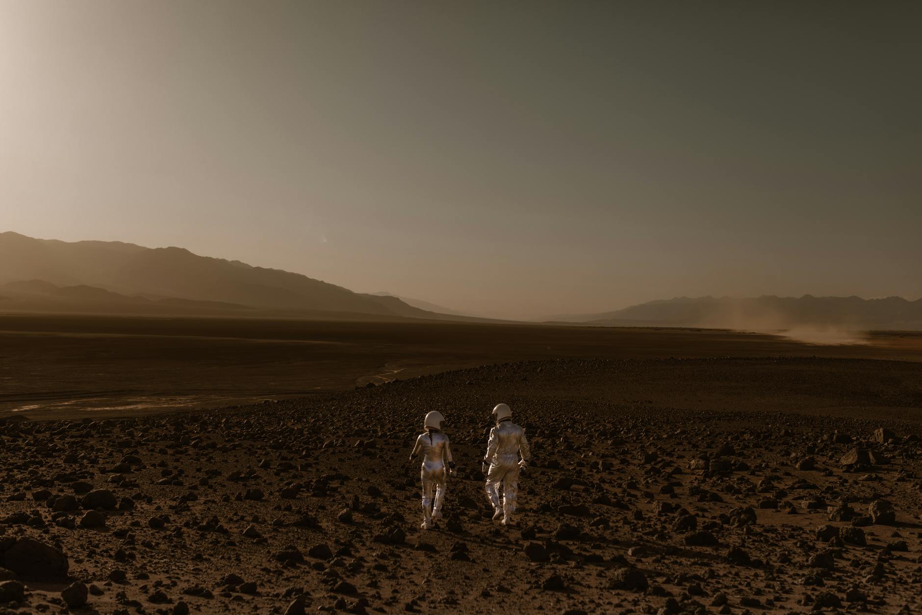 A breathtaking vista of a bustling spaceport on a terraformed Mars, with advanced spacecraft launching and landing, showcasing a fully realized space economy.