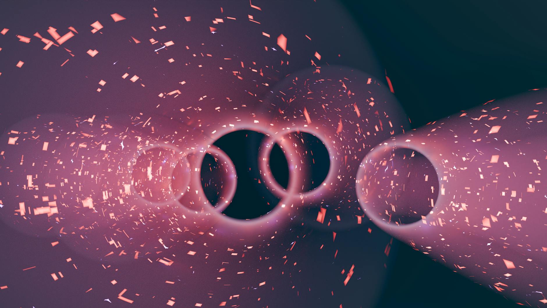 An abstract representation of quantum entanglement visualized as interconnected light particles, symbolizing secure communication in space.