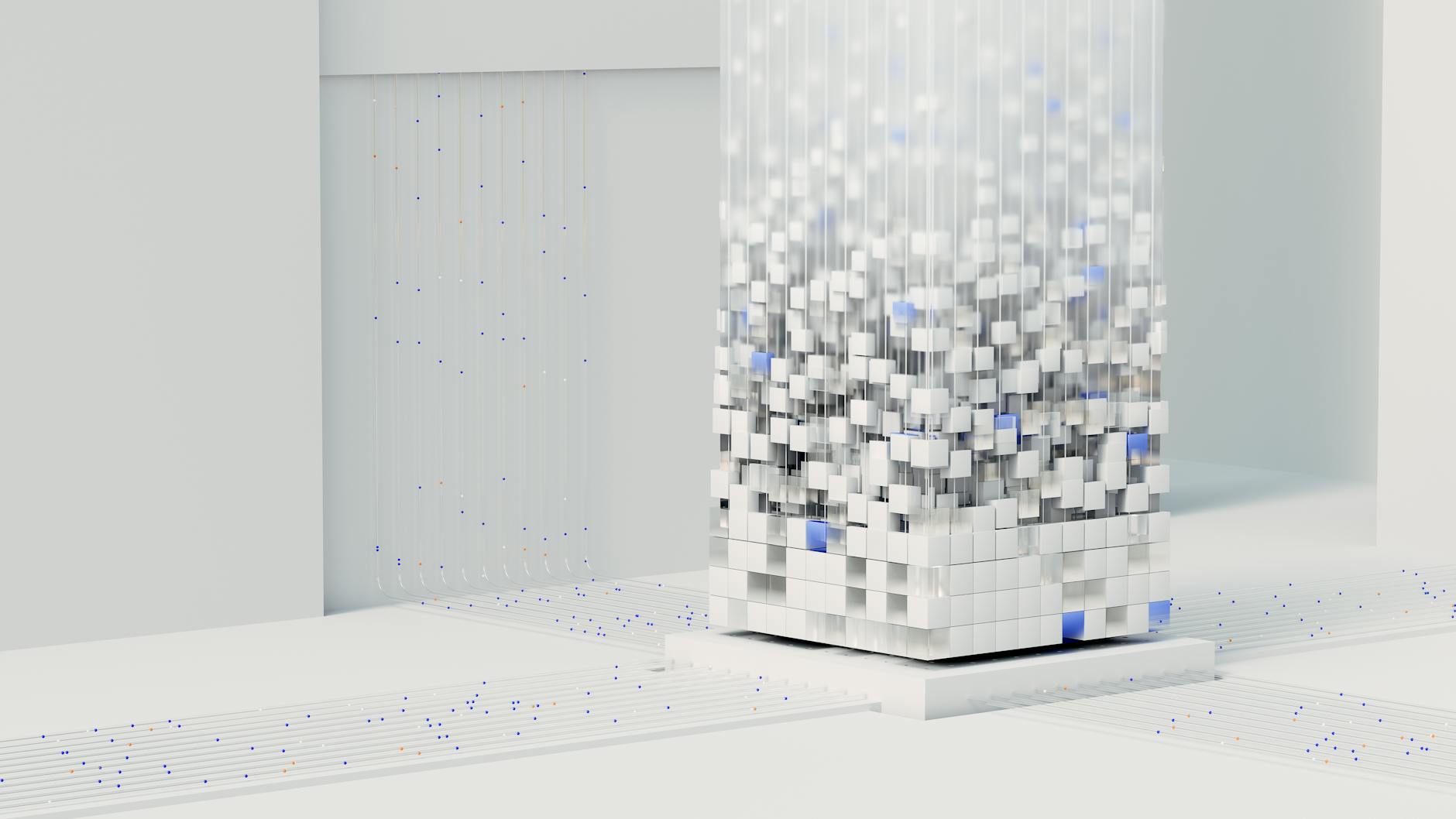 A secure, futuristic data center glowing with quantum energy, protected by layers of intricate post-quantum cryptographic algorithms and AI-driven defense systems, representing a digital 'citadel'.