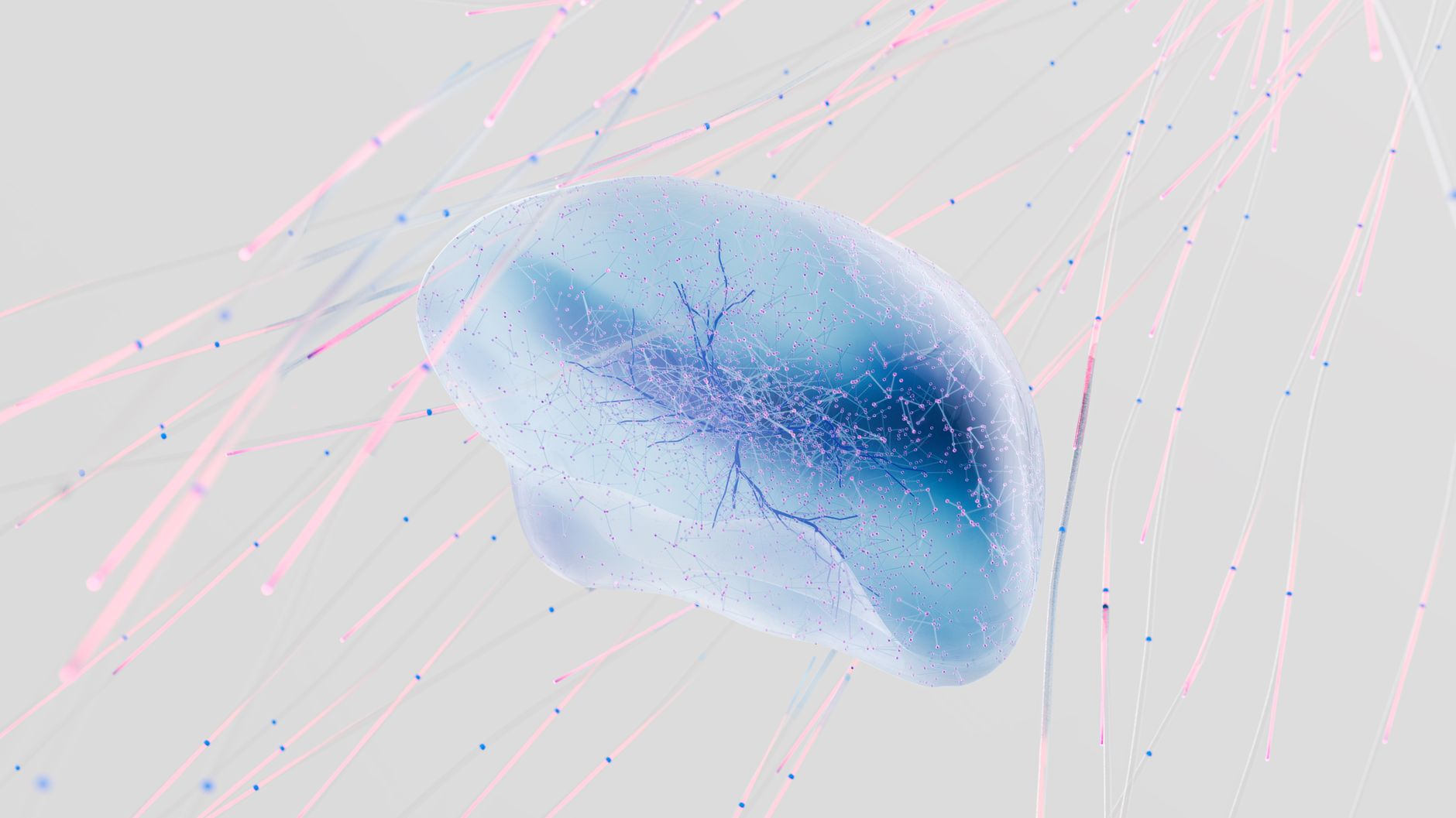 An artistic rendition of AI-guided nanobots navigating a bloodstream, identifying and interacting with senescent cells.