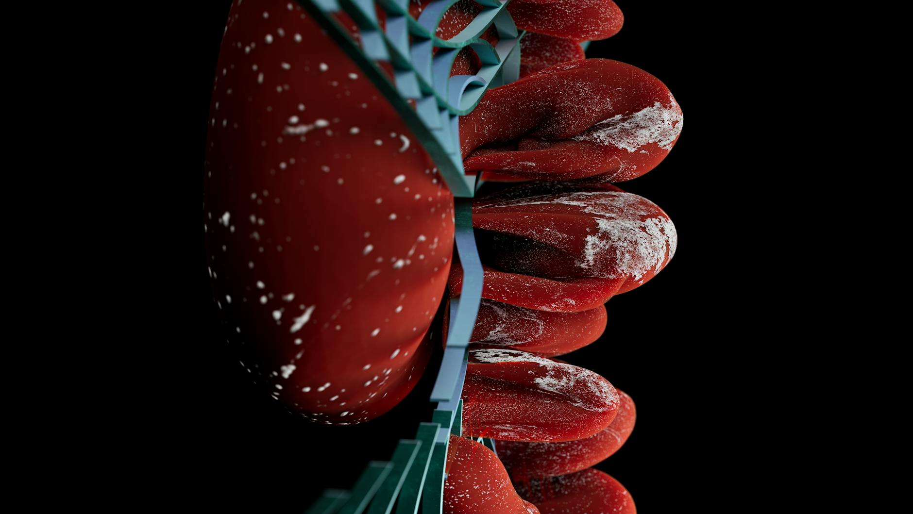 An intricate 3D visualization of a synthetic gene circuit, with nodes representing genes and edges representing regulatory interactions, highlighted by AI-generated optimal pathways.