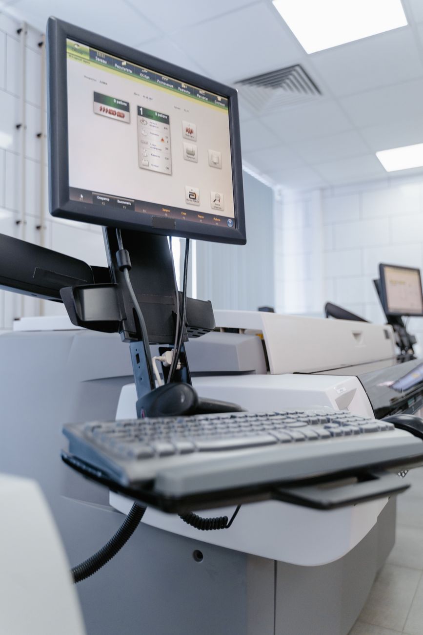 A sleek, modern laboratory setting with advanced sequencing machines and data visualization screens, emphasizing the high-tech nature of biological data processing.