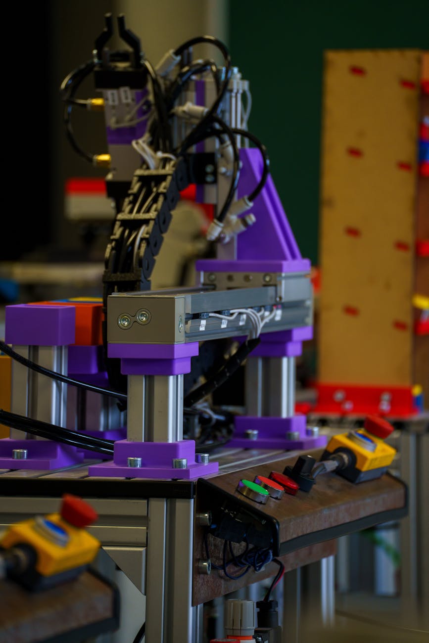 A close-up of a 3D bioprinter creating intricate tissue structures layer by layer, with robotic arms precisely manipulating cells.