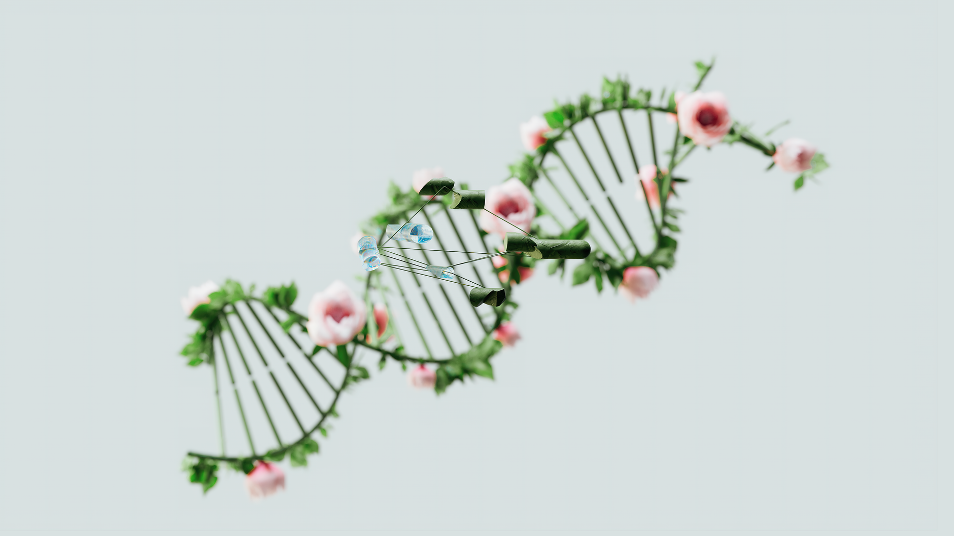 개인의 생물학적 샘플(유전체 DNA, 장내 미생물 샘플)에서 AI 처리, 개인 맞춤형 건강 권장 사항(영양, 약물, 웰니스 계획)으로 이어지는 데이터 흐름을 보여주는 도식.